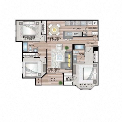 The Cliftondale Floor Plan | 1,330 Sq. Ft. at Residences at Stevens Pond, Saugus, Massachusetts 01906